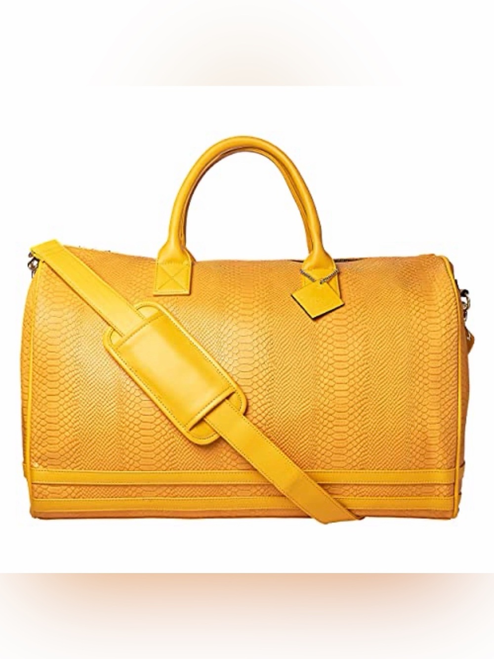 Oversized Mustard Yellow Faux Snakeskin Weekender Bag- from Oprah’s Fave Things!